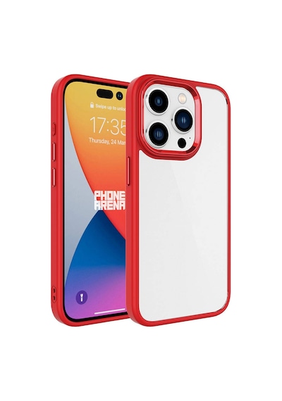 Rba Aksesuar Apple Uyumlu iPhone 15 Pro Max Kılıf Rba Krom Kapak - Kırmızı Kırmızı