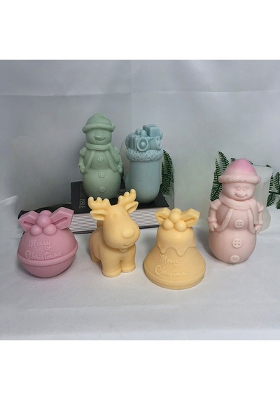 Silikon Kalıp Dekoratif Yılbaşı Zil Çan Noel Dekorasyon Mum Kalıbı 8.3x8.1 Cm Çok Renkli