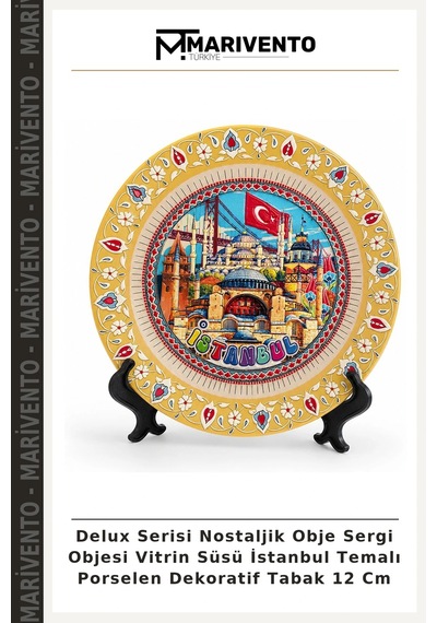 Delux Serisi Nostaljik Obje Sergi Objesi Vitrin Süsü İstanbul Temalı Porselen Dekoratif Tabak 12 Cm