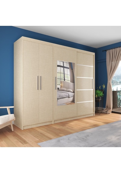 Sürgülü Gardırop Kısmı Kapaklı Sürgülü Gardırop 270cm /210 Cm Koton Vizon