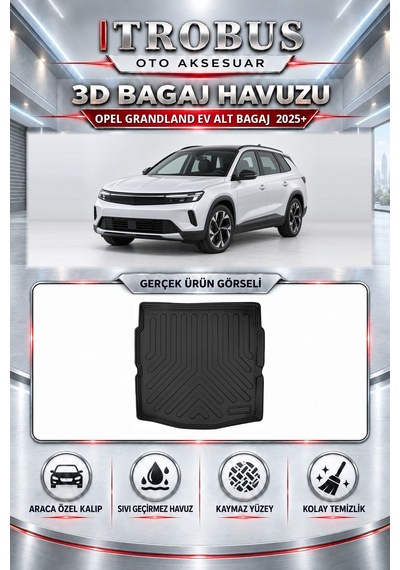 Opel Grandland 2025+ Ev Uyumlu Havuzlu Oto Paspas Ve Bagaj Havuzu Takımı Alt Bagaj Siyah