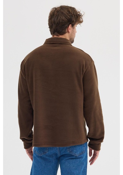 Polostate Erkek Tüylenme Yapmayan Soğuk Geçirmez Sweatshirt Kahverengi Kahverengi