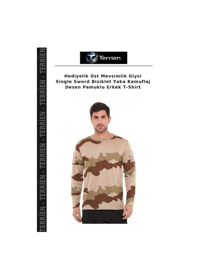 Terrien Hediyelik Üst Mevsimlik Giysi Single Sword Bisiklet Yaka Kamuflaj Desen Pamuklu Erkek T-shirt Çok Renkli