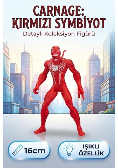 TıfılToys Kırmızı Symbiyot Detaylı Koleksiyon Figürü 16 Cm Işıklı Kırmızı Venom Figür Oyuncağı