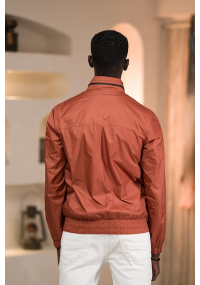 Slimfit Beli Lastikli Gizli Kapşonlu Dik Yaka Fermuarlı Baharlık Mont 001