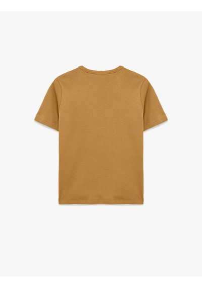 Koton Slim Fit Pamuklu Kısa Kollu Bisiklet Yaka Basic Tişört Kahverengi 6sak50076ek Kahve