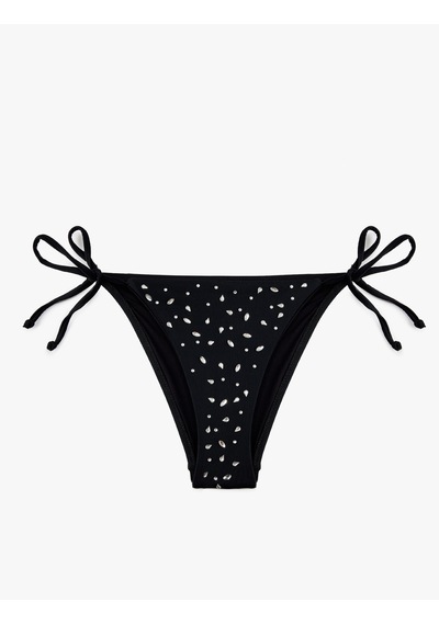 Koton Yanları Bağlamalı İpli Taşlı Bikini Altı Siyah 6sak00028mm