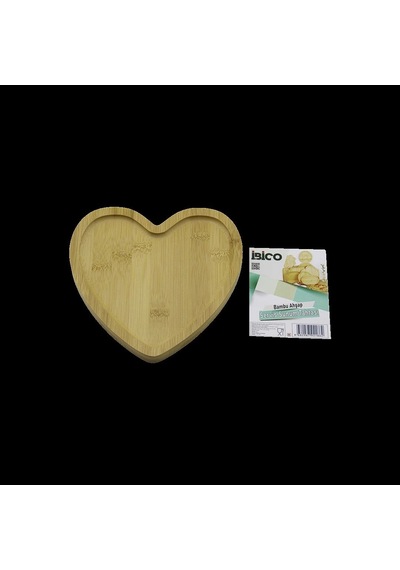 Hubrendy Tedarik Kalp Model Bambu Ahşap Sunum Tepsisi - 20.5 X 19.5 X 1.4 Cm