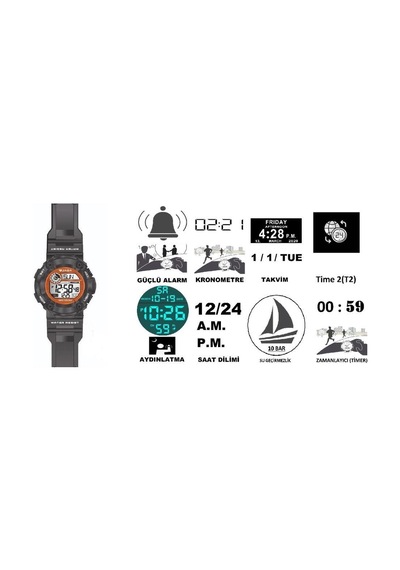 Jaga Jl M0887a-oaaa 640051 100 M Kronometreli Alarmlı Işıklı Genç Kol Saati Çok Renkli