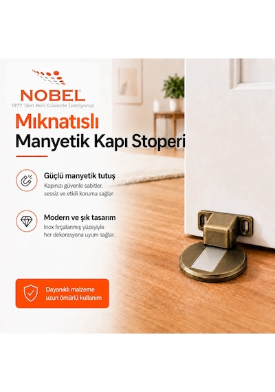 Manyetik Mıknatıslı Kapı Stoperi Antik Sarı Vidalı