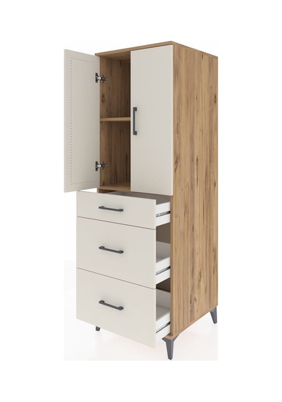Kronos Dolap 2 Raflı 3 Çekmeceli 2 Kapaklı 60x59x182 Çam-aytaşı Atlas Çam