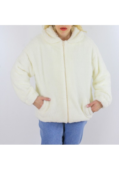 Modaonna Krem Rengi Peluş Ceket