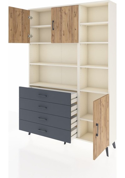 Arges Dolap 9 Raflı 4 Çekmeceli 3 Kapaklı 132x30x195 Aytaşı-çam/antrasit Atlas Çam/antrasıt Arges Dolap 9 Raflı 4 Çekmeceli 3 Kapaklı 132x30x195 Aytaşı-çam/antrasit Atlas Çam/antrasıt