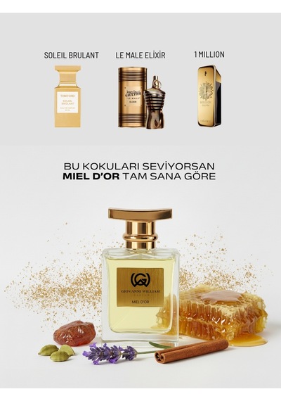 Miel D Or Lüx Erkek Parfümü Edp Bal, Lavanta, Ardıç, Amber, Misk Aromatik - Odunsu