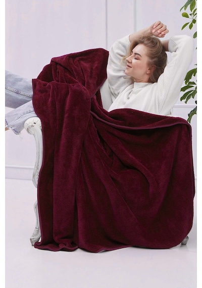 Deluxe Wellsoft Tv Battaniyesi Mürdüm Çift Kişilik Battaniye 200x220 Cm Mürdümi