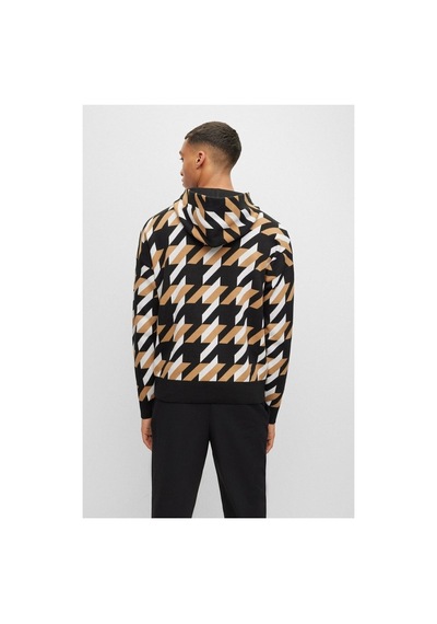 BOSS Erkek Siyah Desenli Sweatshirt Siyah Siyah