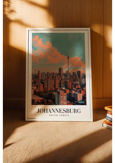 Johannesburg South Africa Vintage Seyahat Posteri Çerçeveli Tablo - Premium City Elit Duvar Dekoru Beyaz Johannesburg South Africa Vintage Seyahat Posteri Çerçeveli Tablo - Premium City Elit Duvar Dekoru Beyaz
