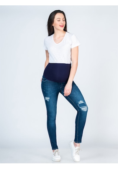 Busa Hamile Beli Ayarlı Yüksek Bel Skinny Kot Pantolon Mavi-mavi