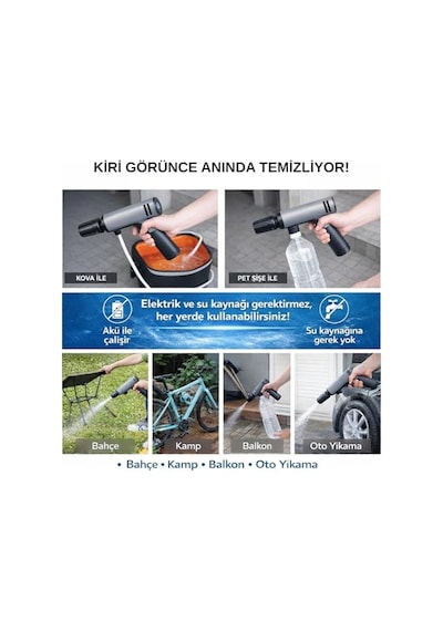 Kablosuz Basınçlı Yıkama Makinesi 203 Psı 7800 Mah Bataryalı, 180w Motor, Lcd Ekranlı, 5 Modlu Ayarlanabilir Nozul, Taşınabilir Araç Yıkama Tabancası Köpük Tanklı