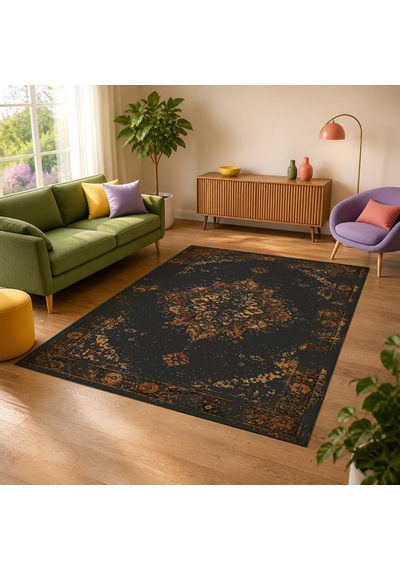 Kartela Halı Melo Halı Jüt Taban Dokuma Halı Antrasit - 80 X 120 Cm