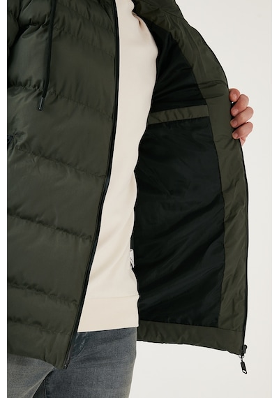 Buratti Su Itici Slim Fit Soğuğa Ve Rüzgara Dayanıklı Kapüşonlu Şişme Erkek Mont 649005 Haki