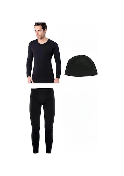 Erkek Asker Içlik Asker Thermal Üçlü Takım Asker Içlik Asker Çorabı Hediyeli Siyah