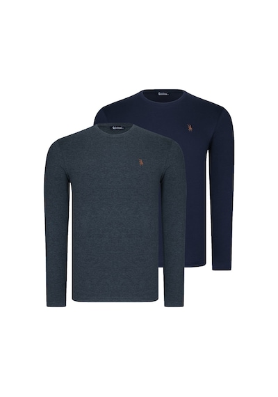 İkili Set T8588 Dewberry Yuvarlak Yaka Erkek Sweatshırt-antrasit-lacivert Antrasit-lacivert