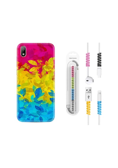 Huawei Y5 2019 Kılıf Kablo Koruyuculu Yapraklar 1634
