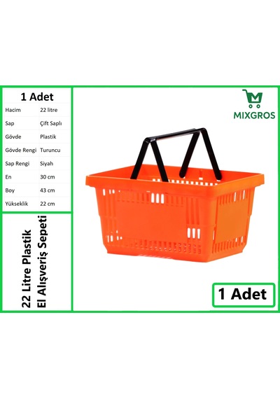 Plastik Market Alışveriş El Sepeti 22 Litre Turuncu 1 Adet Turuncu