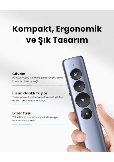 Ugreen Lazer Presenter Kablosuz Sunum Kumandası, 50654