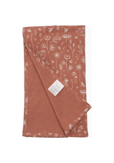 Çift Katlı Bebek Müslin Örtü 100x100 Cm Bahar Çiçekli Kiremit Çok Renkli