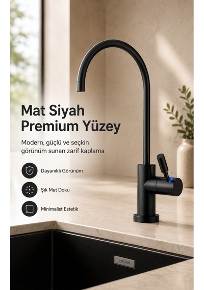 Ncps883cp-l Led Göstergeli Krom Arıtma Musluğu Premium Ro Musluk Siyah