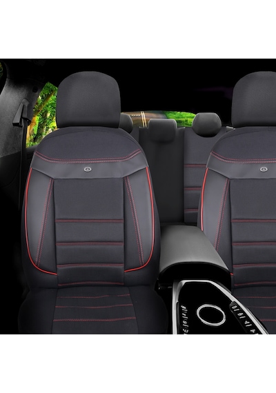 Renault Megane 2 Araçlara Uyumlu Oto Koltuk Kılıfı Seti - Venüs Serisi Siyah/kırmızı
