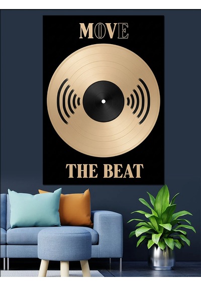 Ahşap Tablo Vinil Plak Müzik Ritmi