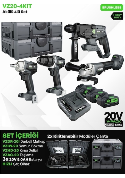 Voltz Vz20-4kıt Akülü Dörtlü Set
