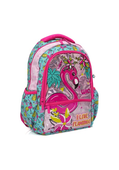 Wia Palm Flamingo Kız Çocuk İlkokul Çantası Turkuaz - Pembe
