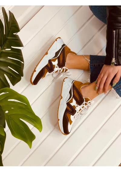 Erva'nın Butiği Taba Hardal Travis Kadın Sneakers-2724 Taba Hardal Süet