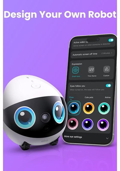 Enabot Ebo Air 2 Plus 3k Gözetim Kamerası, Yapay Zekalı Mobil Robot, 2 Yönlü Ses, Gece Görüşü Kamera Sistemi Mor