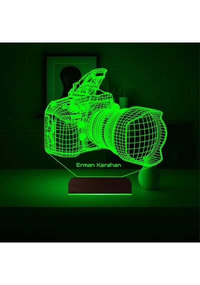 Luvivia Fotoğraf Makinesi Fotoğrafçı Hediye Kişiye Özel 3d Lamba - Masa Gece Lambası Şeffaf
