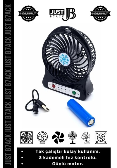 Masafanı 3 Mod Şarjlı Aydınlatmalı Sessiz Mini Pervaneli Soğutucu Küçük Masaüstü Vantilatör Fan