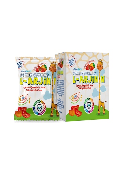 Miraderm Power Gummies L-arjinin İçeren Çiğnenebilir Form Takviye Edici Gıda 64 Jel