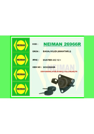 Bagaj - 856 - Kılıdı Anahtarlı Duster 4x2 - Kmrsfres - 12 - Çok Renkli