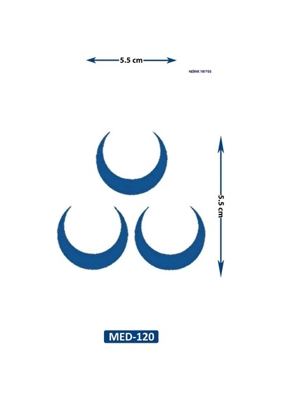 Üç Hilal Ülkücü 5 Cm Minimal Geçici Dövme Yarı Kalıcı Geçici Dövme