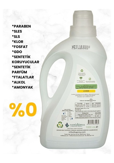 Baproy Bitkisel Çamaşır Deterjanı 1 Lt Doğal Lavanta Yağlı X 2 Adet 2 L