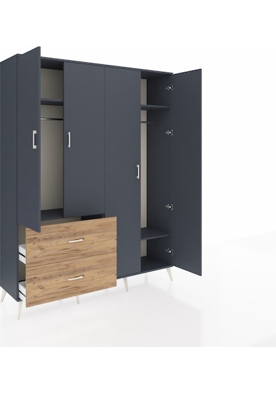 Hyperion Gardrop 4 Raflı 2 Çekmeceli 2 Askılı 176x44x221 Antrasit-antrasit/çam Beyaz Hyperion Gardrop 4 Raflı 2 Çekmeceli 2 Askılı 176x44x221 Antrasit-antrasit/çam Beyaz