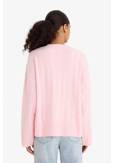 Defacto Oversize Geniş Kalıp Bisiklet Yaka Triko Kazak F3894ax25wnpn344 Pembe