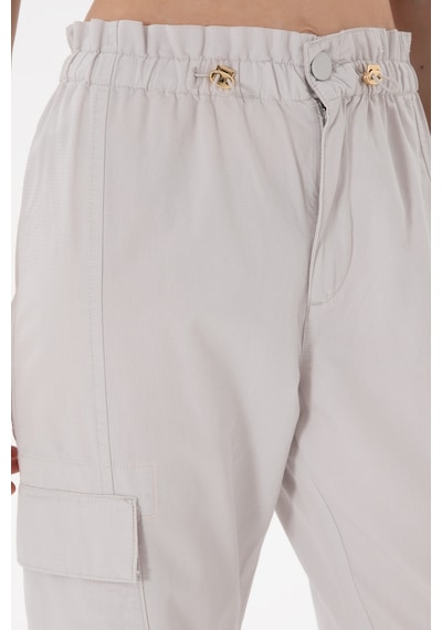 U.S. Polo Assn. Kadın Açık Gri Jogger Fit Kanvas Pantolon 50300356-VR001