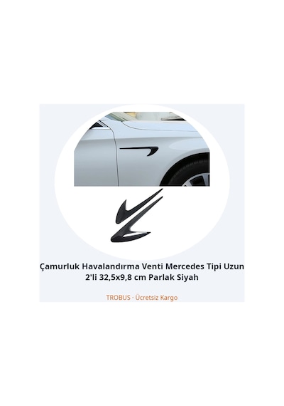 Trobus Çamurluk Havalandırma Venti Mercedes Tipi Uzun 2'li 32,5x9,8 Cm Parlak Siyah