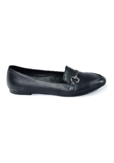Fox Shoes Y290110011 Siyah Kroko Baskı Toka Detaylı Günlük Kadın Babet Siyah