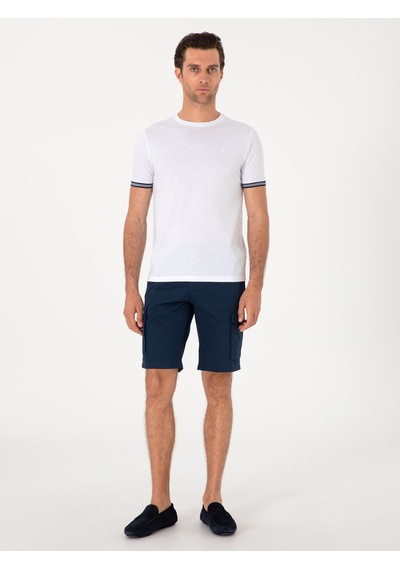 Beyaz Regular Fit %100 Pamuk Bisiklet Yaka T-shirt